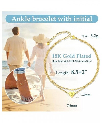 Gold Plated Heart Anklet, Summer Beach Foot Chain, A to Z Initial Ankle Bracelet, Adjustable-Send Gift Box G-golden $7.50 Ank...