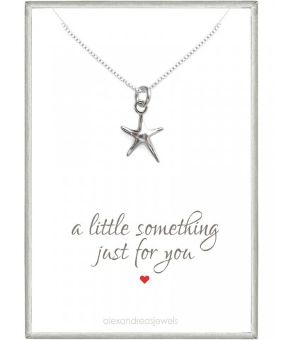 Sterling Silver Starfish Necklace, Tiny Plain Starfish Necklace for Women, Girlfriend Gift Necklace, 18 Inches $13.50 Necklaces