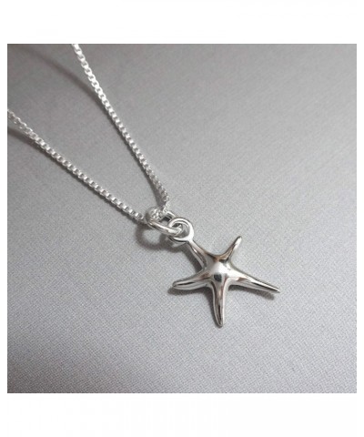 Sterling Silver Starfish Necklace, Tiny Plain Starfish Necklace for Women, Girlfriend Gift Necklace, 18 Inches $13.50 Necklaces