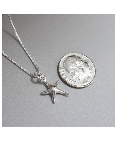 Sterling Silver Starfish Necklace, Tiny Plain Starfish Necklace for Women, Girlfriend Gift Necklace, 18 Inches $13.50 Necklaces