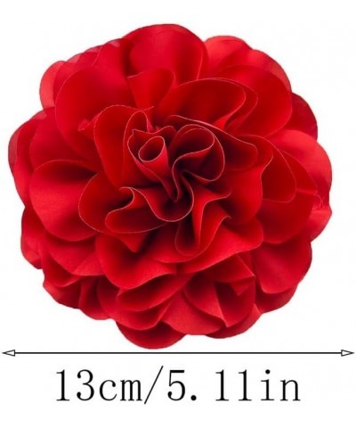 Dainty Camellia Flower Large Brooch Lapel Pins Delicate Elegant Handmade Big Fabric Rose Flower Brooches Pin Classic for Wedd...