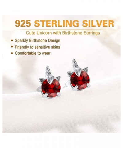 925 Studs for Girls, Cute Animal Earrings Dainty Sterling Silver Unicorn Earrings for Women Girls red $9.87 Earrings