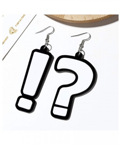 Punk Acrylic Question Mark Exclamation Mark Exaggerated Drop Earrings for Women Girls Asymmetry Ruler Dangle Earrings Spoof F...