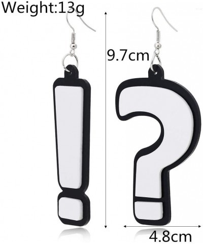 Punk Acrylic Question Mark Exclamation Mark Exaggerated Drop Earrings for Women Girls Asymmetry Ruler Dangle Earrings Spoof F...