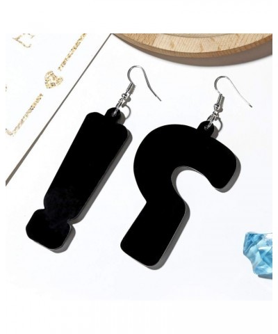 Punk Acrylic Question Mark Exclamation Mark Exaggerated Drop Earrings for Women Girls Asymmetry Ruler Dangle Earrings Spoof F...