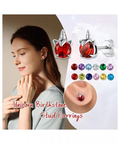 925 Studs for Girls, Cute Animal Earrings Dainty Sterling Silver Unicorn Earrings for Women Girls red $9.87 Earrings