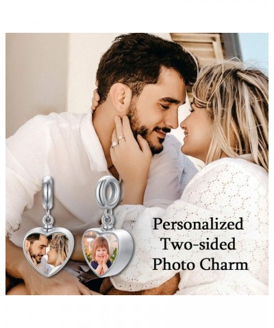 Personalized Heart Photo Cremation Urn Charm for Ashes 925 Sterling Silver Custom 2 Picture Image Bead Fit Snake Bracelet Kee...