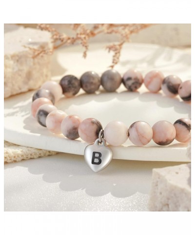 Teen Girl Gifts | Charms Initials Natural Stone Bracelets | Suitable for Birthday, Confirmation, Graduation, and Easter B $8....