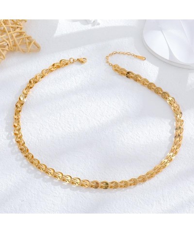 24K Gold Plated Snake Necklace for Women Chian Choker Jewery for Women Girls Stainless Steel Gold Wedding Jewelry Chain 10 $6...