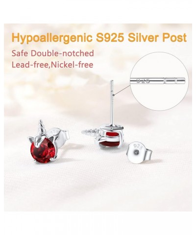 925 Studs for Girls, Cute Animal Earrings Dainty Sterling Silver Unicorn Earrings for Women Girls red $9.87 Earrings