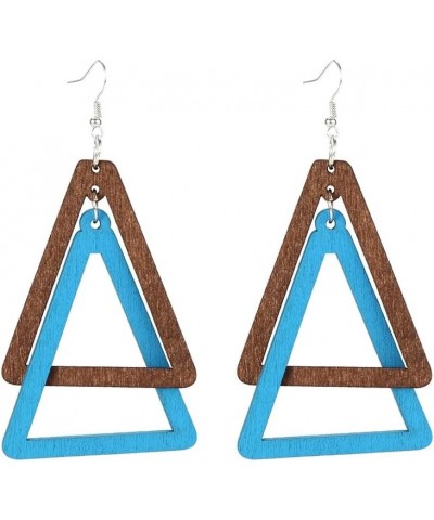 Chic Wooden Triangle Earrings Retro Colorful Geometric Earrings Unique Contrasting Colors Earrings for Women Girls Jewelry Gi...