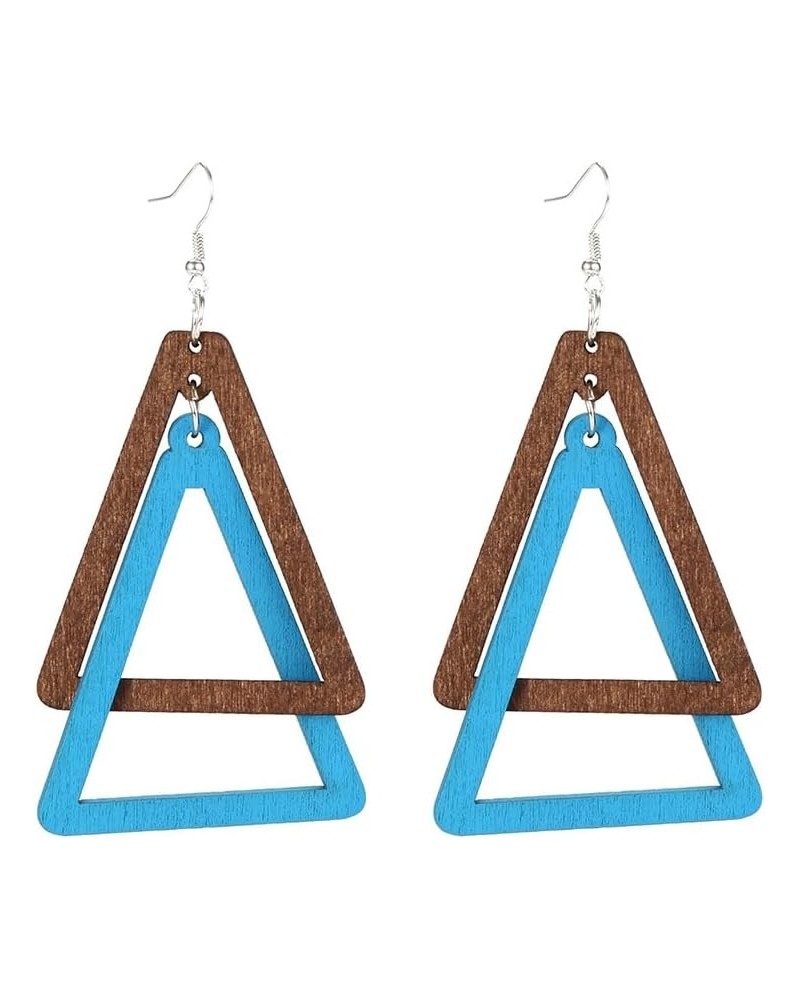 Chic Wooden Triangle Earrings Retro Colorful Geometric Earrings Unique Contrasting Colors Earrings for Women Girls Jewelry Gi...