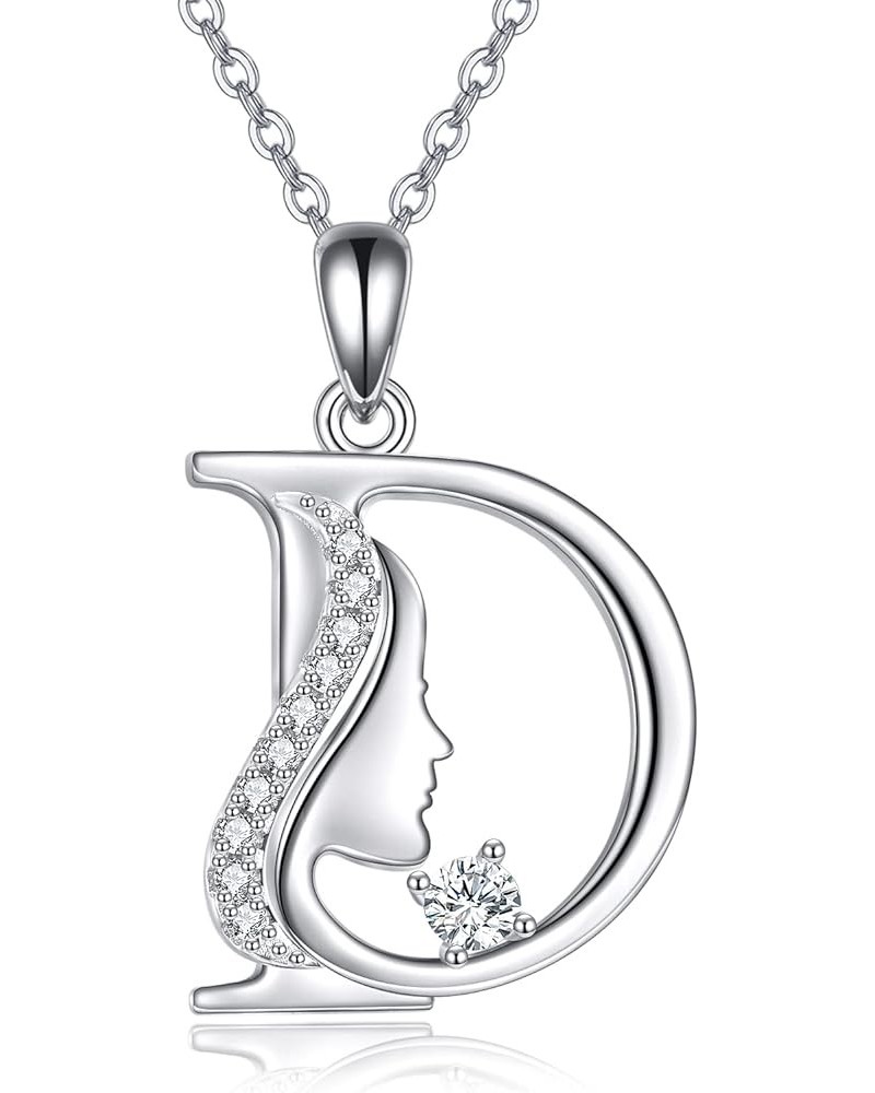 Initial Letter Pendant Necklace for Women Alphabet A-Z 925 Sterling Silver Jewelry Gifts for Girls D $7.50 Necklaces