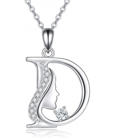 Initial Letter Pendant Necklace for Women Alphabet A-Z 925 Sterling Silver Jewelry Gifts for Girls D $7.50 Necklaces