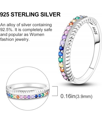 925 Sterling Silver Ring for Women Stackable Eternity Non Tarnish Cute Band Rings for Teen Girls Size 6-9 Baby blue $10.12 Rings