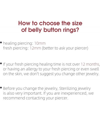 ASTM F136 Solid Titanium Belly Button Ring 14G 8mm 10mm 12mm - Hypoallergenic Belly Piercing Jewelry with Cubic Zirconia, Sho...