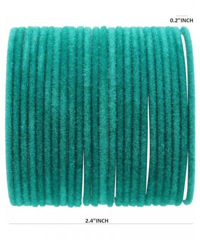 Indian Bangles Set Bollywood Plain Metal Velvet Bangle Bracelets Costume Jewelry for Women & Girls Turquoise Color (Set of 24...