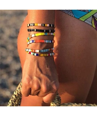 Women Tila Multi Color Stretch Bracelets Tile Enameled Alloy Friendship Bracelets Handmade Cuffs Jewelry Gift Styles-005C $10...