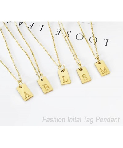 Silver Initial Necklaces for Women Trendy Name Letter Necklace Cute Initial Tag Pendant Necklace for Girls Dainty Alphabet Pe...