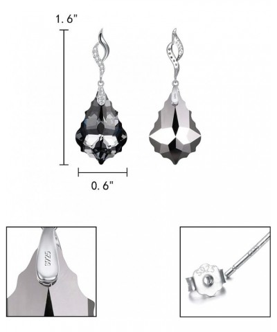 925 Sterling Silver CZ Baroque Drop Leaf Dangle Earrings Made with Austrian Crystal for Women, Valentine's Day/Mother's Day/C...