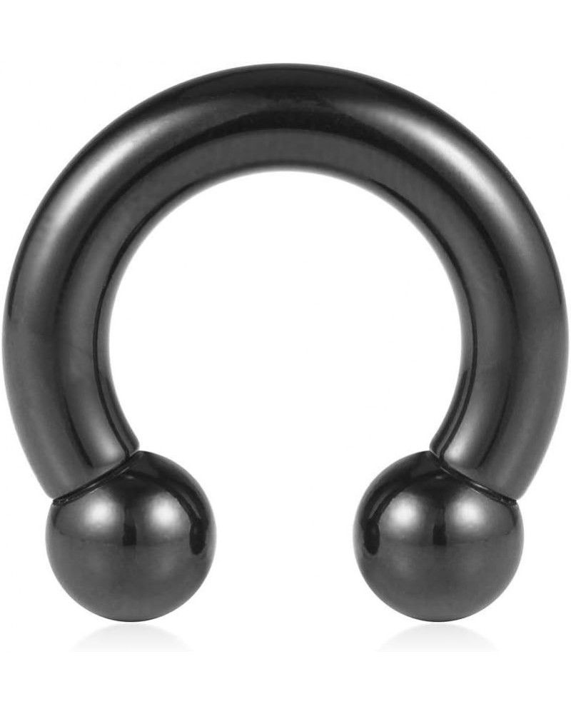 Internally Threaded Black Circular Barbells Horseshoe 00G-0G-2G-4G-6G-8G-10G-12G 12mm/16mm/19mm 316L Surgical Steel Pierced B...