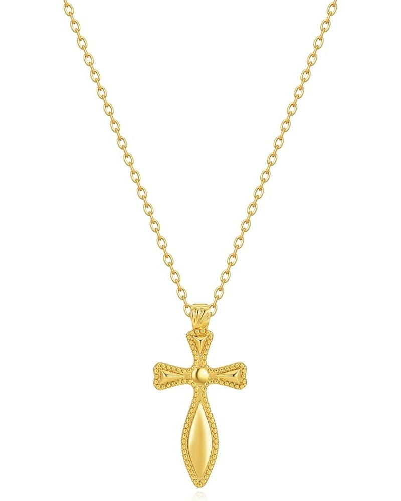 Gold Necklace for Women Pendant 18K Gold Filled Dainty Chain Simple Jewelry Cross Beaded $11.20 Necklaces