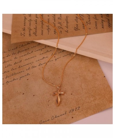 Gold Necklace for Women Pendant 18K Gold Filled Dainty Chain Simple Jewelry Cross Beaded $11.20 Necklaces