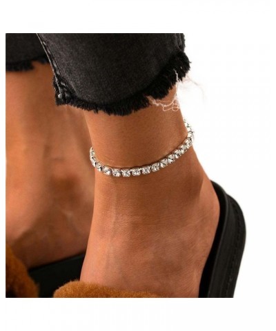 Rhinestone Ankle Bracelet Sparkle Crystal Ankle Adjustable Beach Foot Accessories Jewelry for Women and Girls $6.11 Anklets