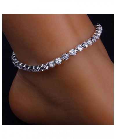 Rhinestone Ankle Bracelet Sparkle Crystal Ankle Adjustable Beach Foot Accessories Jewelry for Women and Girls $6.11 Anklets