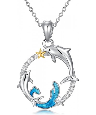 925 Sterling Silver Sea Turtle/Dolphin/Mermaid Necklace Ocean Animal Pendant Jewelry Gifts for Women Dolphin Necklace $21.20 ...