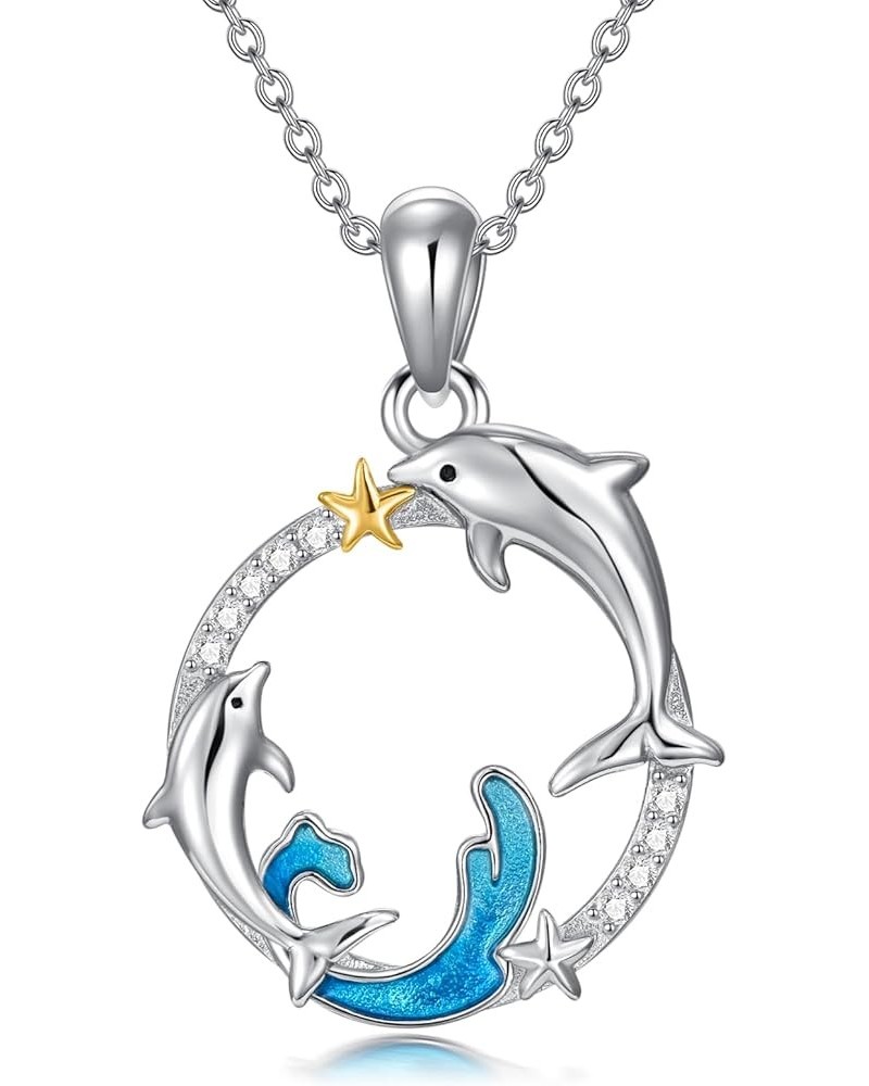 925 Sterling Silver Sea Turtle/Dolphin/Mermaid Necklace Ocean Animal Pendant Jewelry Gifts for Women Dolphin Necklace $21.20 ...