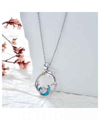 925 Sterling Silver Sea Turtle/Dolphin/Mermaid Necklace Ocean Animal Pendant Jewelry Gifts for Women Dolphin Necklace $21.20 ...