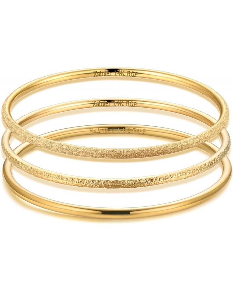 3mm 14K Gold Plated Bracelet Stainless Steel Glossy Stackable Thin Round Bangle Bracelet for Women Oval Solid Plain Polished ...