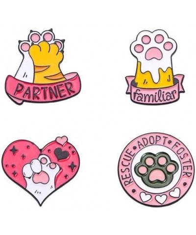 4Pcs Qute Funny Kawaii Pink Cat Brooch for Women Girls Love Heart Cartoon Kitty Cat Paw Pins Animal Lover Birthday Aniversary...