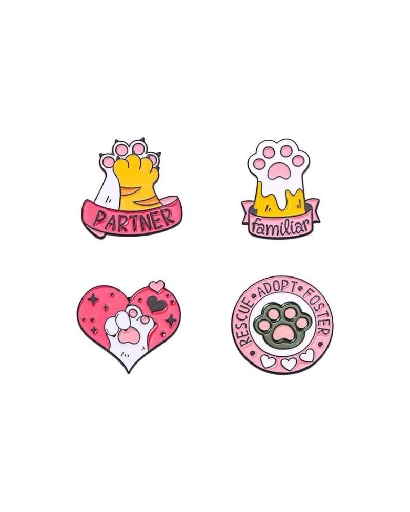 4Pcs Qute Funny Kawaii Pink Cat Brooch for Women Girls Love Heart Cartoon Kitty Cat Paw Pins Animal Lover Birthday Aniversary...