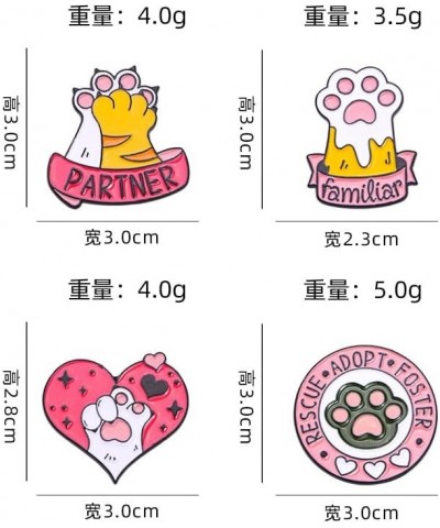 4Pcs Qute Funny Kawaii Pink Cat Brooch for Women Girls Love Heart Cartoon Kitty Cat Paw Pins Animal Lover Birthday Aniversary...