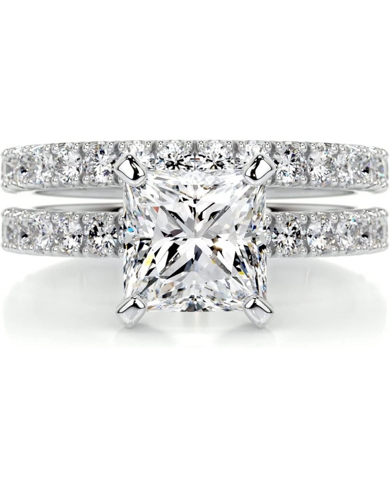 1 CT Center Princess Cut Moissanite Wedding Sets, Platinum Plated Silver Wedding Ring Sets for Her 9 $85.31 Sets