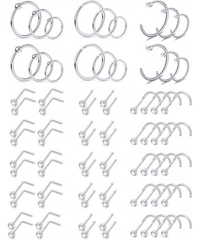 20 Gauge Nose Rings Hoop Stainless Steel Bone L Shaped Screw 1.5-4mm CZ Nose Studs Cartilage Daith Tragus Ear Piercing Ring H...