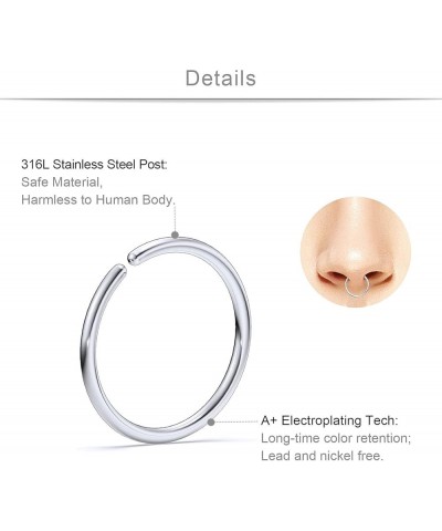 20 Gauge Nose Rings Hoop Stainless Steel Bone L Shaped Screw 1.5-4mm CZ Nose Studs Cartilage Daith Tragus Ear Piercing Ring H...