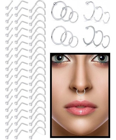 20 Gauge Nose Rings Hoop Stainless Steel Bone L Shaped Screw 1.5-4mm CZ Nose Studs Cartilage Daith Tragus Ear Piercing Ring H...