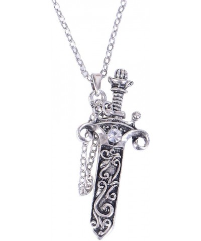 Antique Fantasy Medieval Renaissance Removable Scabbard Rune Sword Dagger Pendant Necklace Silver $11.02 Necklaces