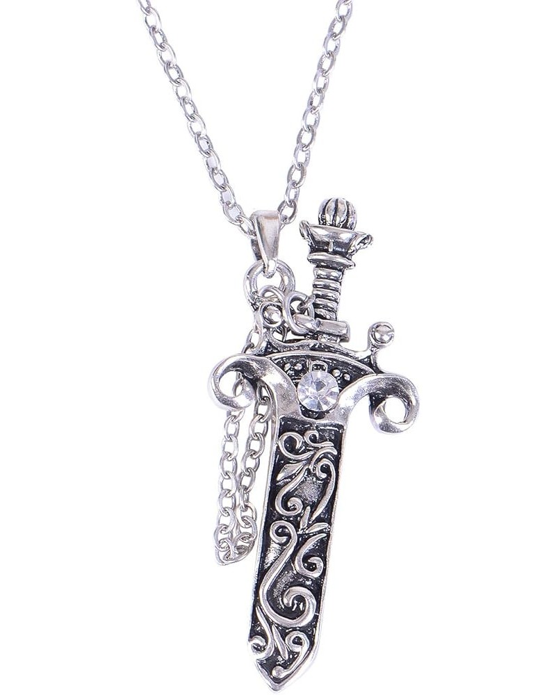 Antique Fantasy Medieval Renaissance Removable Scabbard Rune Sword Dagger Pendant Necklace Silver $11.02 Necklaces