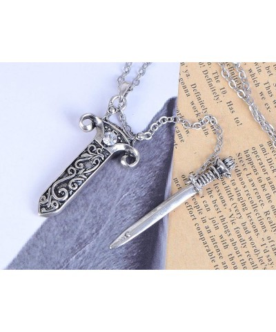 Antique Fantasy Medieval Renaissance Removable Scabbard Rune Sword Dagger Pendant Necklace Silver $11.02 Necklaces