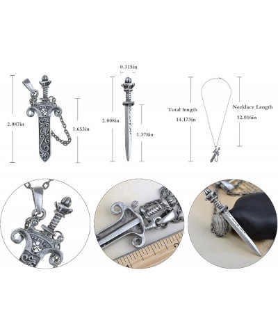 Antique Fantasy Medieval Renaissance Removable Scabbard Rune Sword Dagger Pendant Necklace Silver $11.02 Necklaces