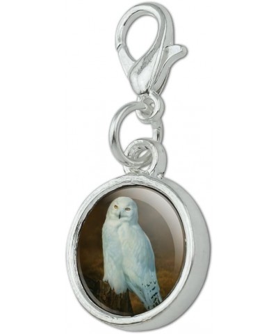 Snowy Arctic Owl on Tree Stump Antiqued Bracelet Pendant Zipper Pull Charm with Lobster Clasp $8.83 Bracelets