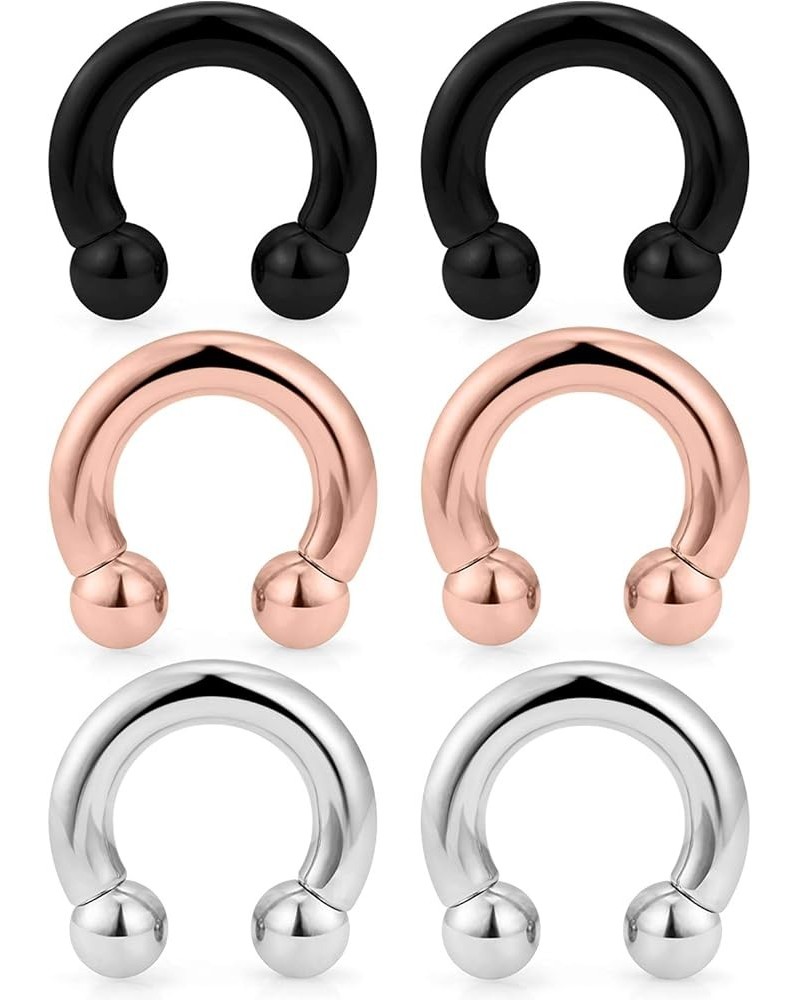 6G 8G Septum Rings Ear Gauges Earrings 316L Surgical Steel PA Ring Circular Internally Threaded Barbell Horseshoes Body Pierc...