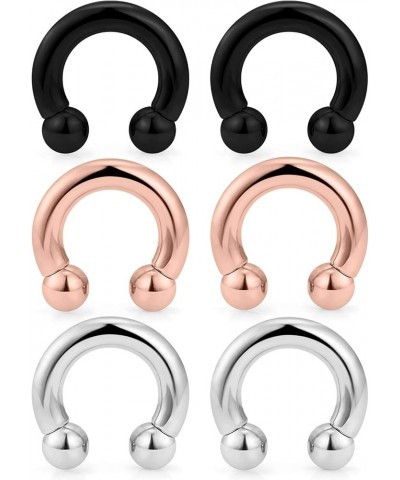 6G 8G Septum Rings Ear Gauges Earrings 316L Surgical Steel PA Ring Circular Internally Threaded Barbell Horseshoes Body Pierc...