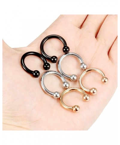 6G 8G Septum Rings Ear Gauges Earrings 316L Surgical Steel PA Ring Circular Internally Threaded Barbell Horseshoes Body Pierc...