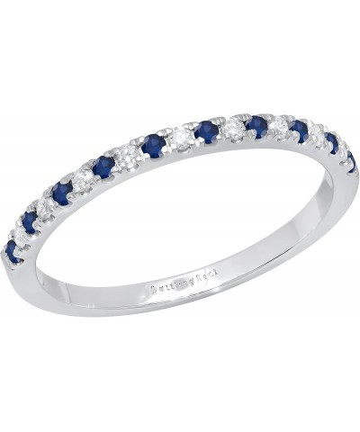 Round Alternate Gemstone & White Diamond Stackable Anniversary Band for Women in 925 Sterling Silver 5 Blue Sapphire $45.79 R...