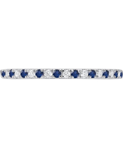 Round Alternate Gemstone & White Diamond Stackable Anniversary Band for Women in 925 Sterling Silver 5 Blue Sapphire $45.79 R...